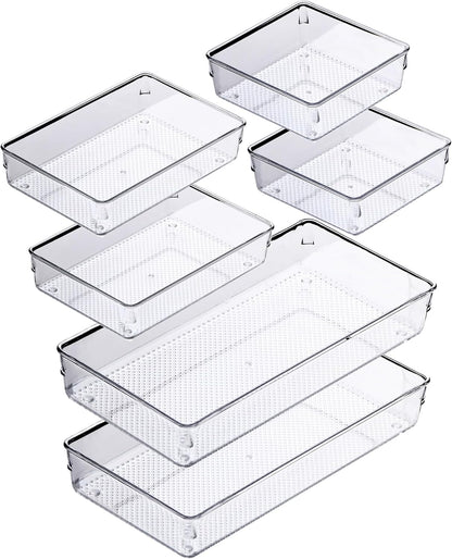 Mesh Tray Silverware Drawer Organizer, Utensil Cutlery Tray Office Supplies with Interlocking Arm Drawer Dividers Organizer for Flatware, Knives,Home,Office, School,Bedroom 12X6'' Black