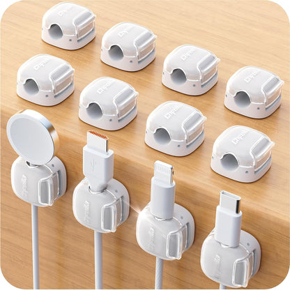 Cable Clips,8 Pack Cord Holder Cord Organizer [1s Lock & Strongest Adhesive] Spring Cord Clips Phone Charger Wire Desk Cable Management Nightstand Home Office School Decor Women Cute Desk Accessories