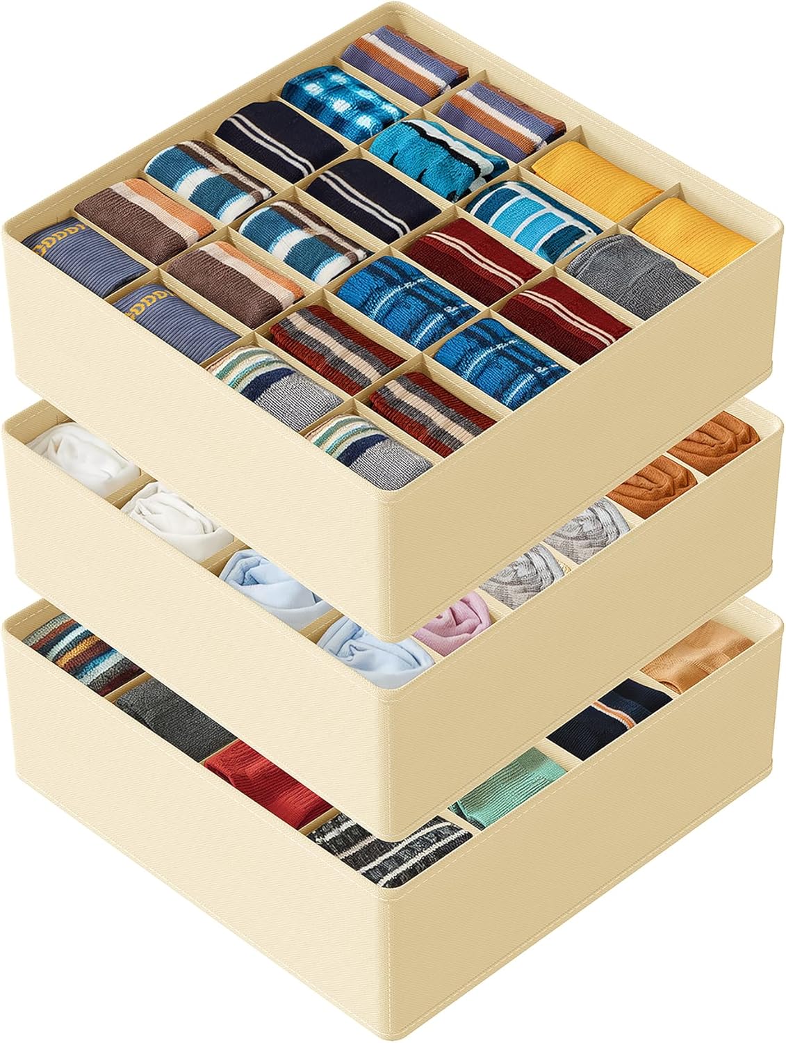 SpaceAid Drawer Organizer for Clothes, 18 Pack Dresser Drawer Organizer Bins, Closet Organizers and Storage Dividers for Clothing, Underwears, Socks (Beige)