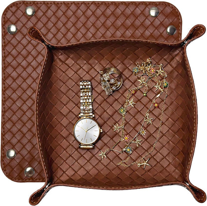 UnionBasic Medium Valet Tray, Jewelry Tray for Rings Watches Earrings, Entryway Catchall Caddy for Coins Keys Change, Nightstand Bedside Valet Holder, Trays for Electronic Gadgets, Candy Pink Plus - Colors B