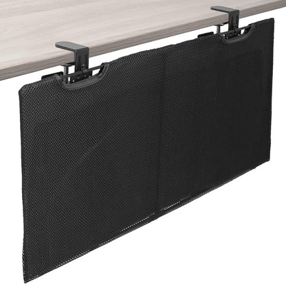 VIVO 48 Inch Clamp-on Privacy and Cable Management Organizer Sleeve, Wire Hider Kit Panel System, Desk Skirt, Black, DESK-SKIRT-48P