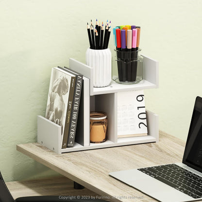 Furinno Classic Desk Organizers and Accessories, 2-Tier Monitor Riser, Office Organization, Desk Top Book Shelf, for Office Supplies, Office Desk Accessories, Dark Espresso