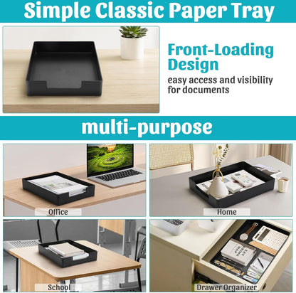 Letter-Size Tray Desk Letter Tray Paper Tray, Sturdy Heavy-Duty Plastic Printer Paper Tray, Single-Tier Stackable File Storage Organizer for Office Home (Clear)