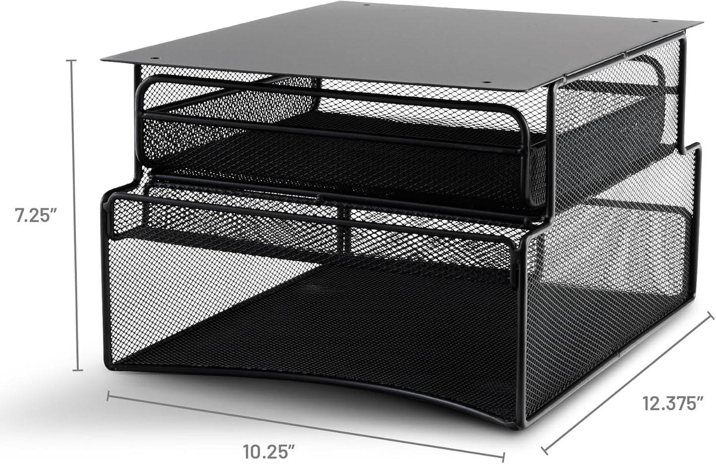 Safco Onyx Hanging Under Desk Organizer, 4 Trays, Office and Classroom Mailbox , Paper and Mail Sorter, Steel Mesh, Black