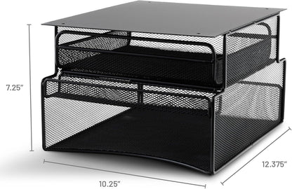 Safco Onyx Hanging Under Desk Organizer, 4 Trays, Office and Classroom Mailbox , Paper and Mail Sorter, Steel Mesh, Black