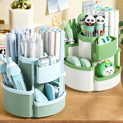 Pencil Pen Holder Desk Organizers Green Desktop Storage Stationery Supplies, Cute Cup Pot for Office, School, Art Supply