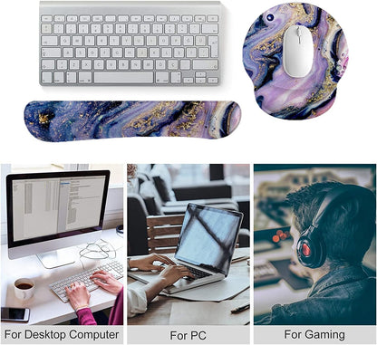 LATEEFAH Mouse Pad with Wrist Rest, 3-in-1 Gaming Mouse Pad, Keyboard Wrist Rest, Ergonomic Memory Foam Mousepad with Wrist Support for Computer Keyboard