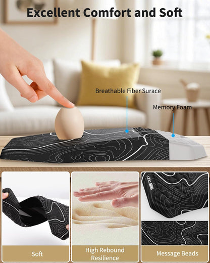 Ergonomic Mouse Pad and Keyboard Wrist Rest Support Set, Massage Design Mousepad for Carpal Tunnel Pain Relief, Memory Foam, Non-Slip PU Base for Computer Desk, Baby Blue