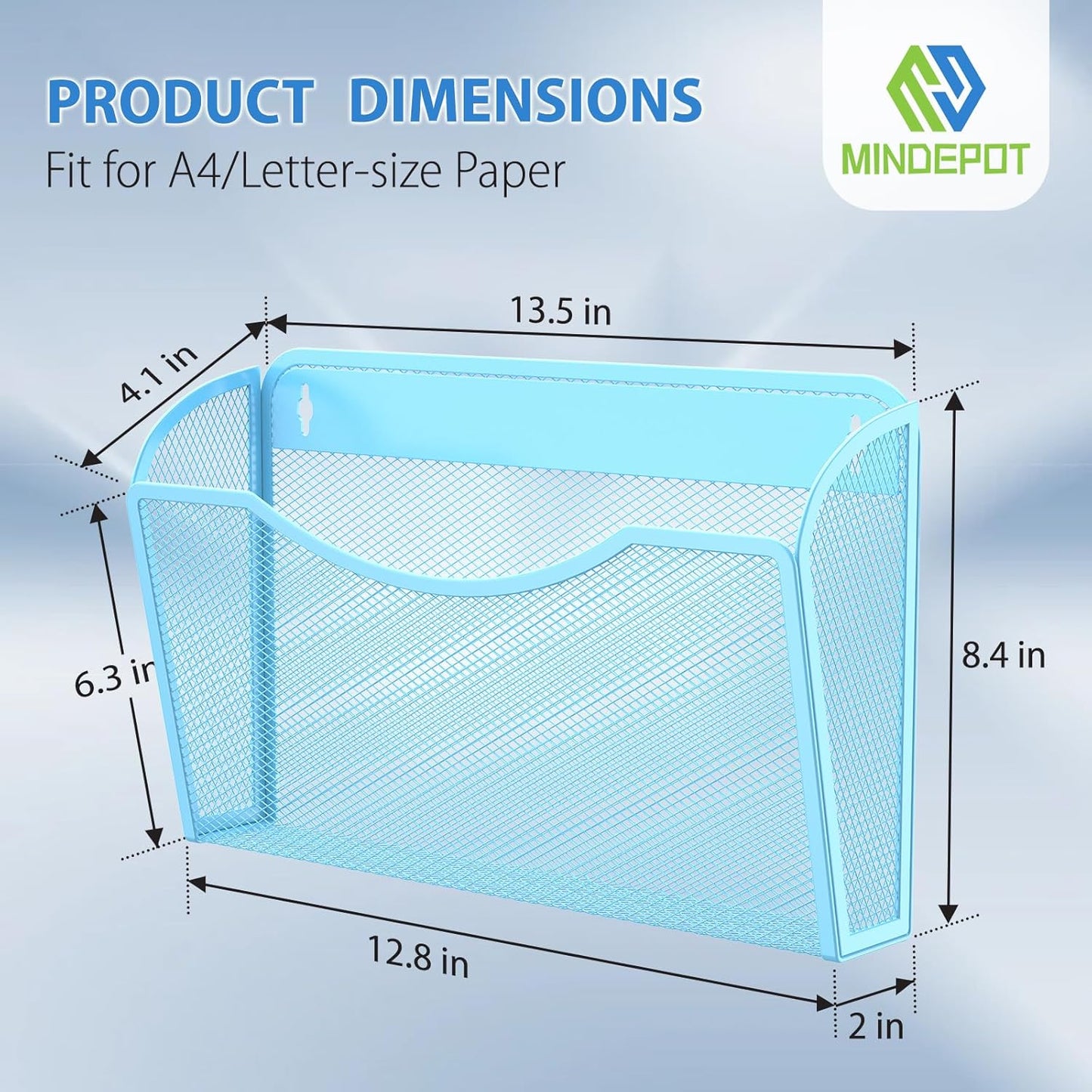 MINDEPOT Wall File Organizer,Hanging Wall Mounted File Folder Binder Holder Mail Organizer for Office,Home and School Supplies