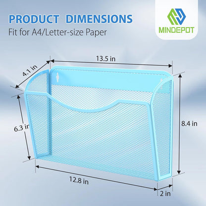 MINDEPOT Wall File Organizer,Hanging Wall Mounted File Folder Binder Holder Mail Organizer for Office,Home and School Supplies