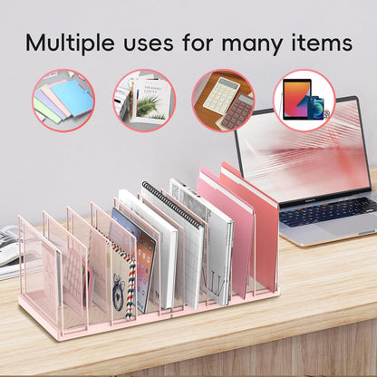 File Organizer for Desk, 5-Section Vertical File Sorter, Paper Holder Organizer Standing Metal File Folder for Office Home Classroom, Black