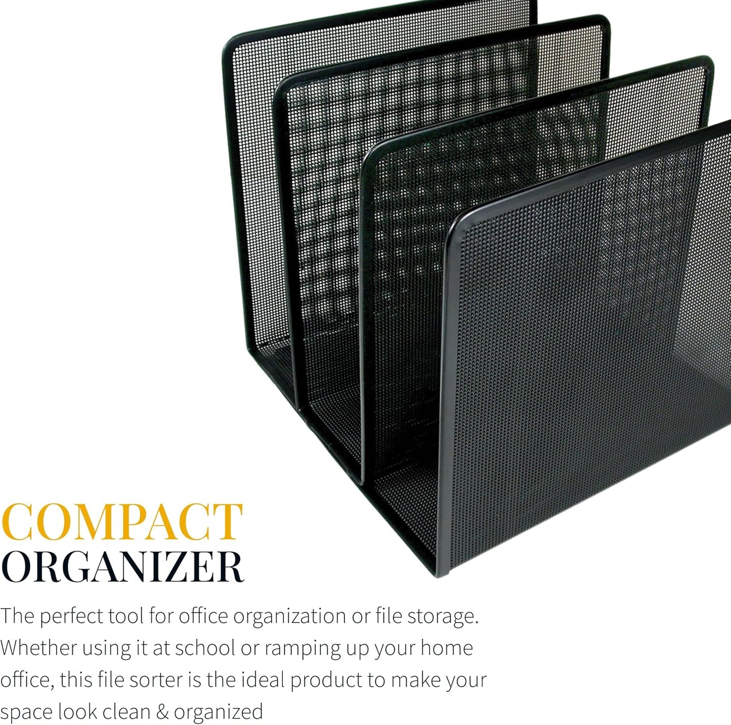 Artistic Contemporary Mesh Metal Desktop File Sorter for Neat and Organized Surfaces in Office, School, and Home, Black