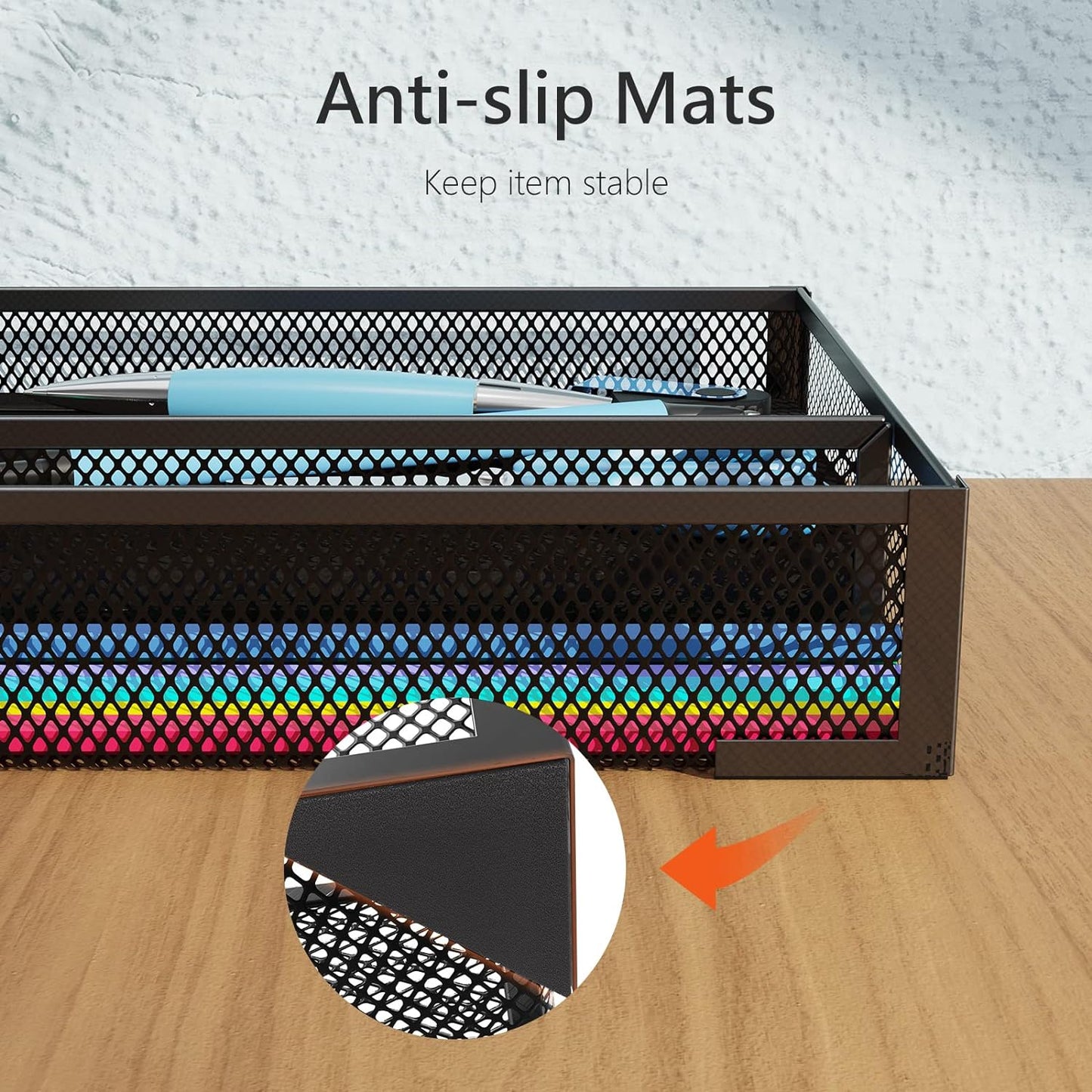 Desk Drawer Organizer Set, 3 Pcs Metal Mesh Office Drawer Organizers, Paper Organizer Letter Tray for Desk, Junk Drawer Organizer for Office, Kitchen, Makeup, Vanity