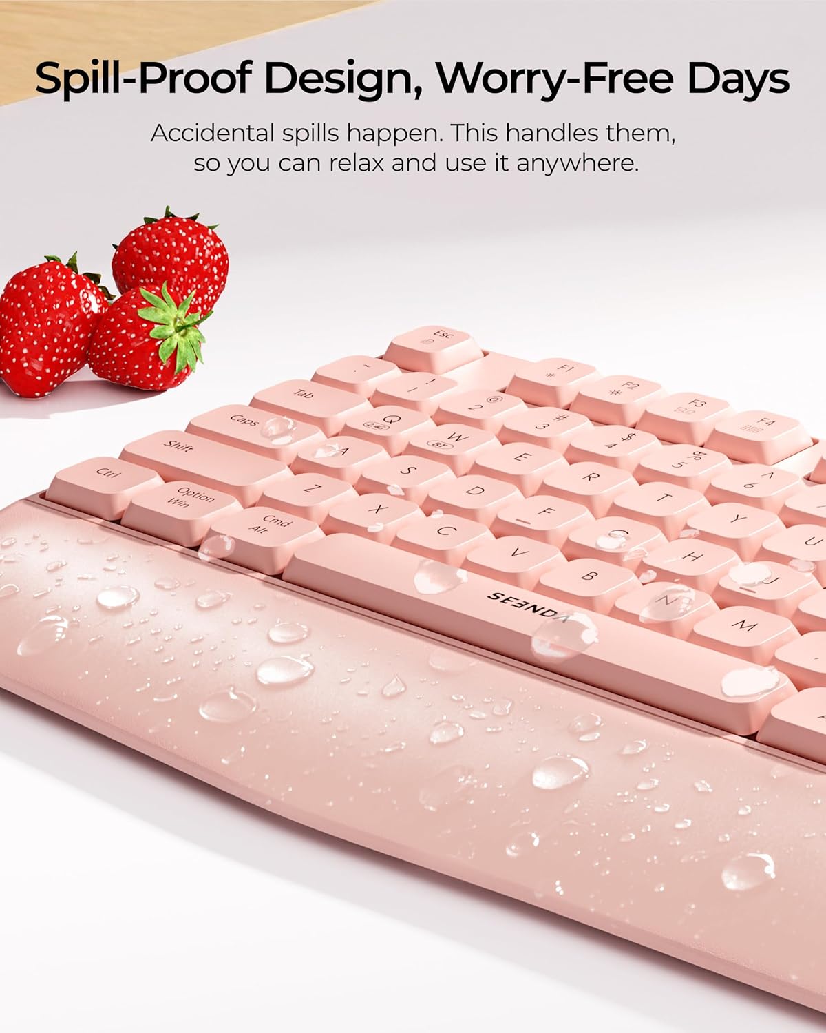 seenda Wireless Bluetooth Keyboard and Mouse Combo, COE200 Ergonomic Wireless Keyboard Mouse with Wrist Rest, Multi-Device Connection, Full-Size, Compatible for Computer/Laptop/Mac/MacBook, Black