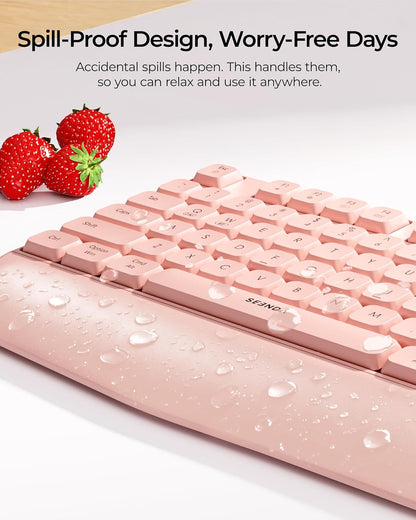 seenda Wireless Bluetooth Keyboard and Mouse Combo, COE200 Ergonomic Wireless Keyboard Mouse with Wrist Rest, Multi-Device Connection, Full-Size, Compatible for Computer/Laptop/Mac/MacBook, Black