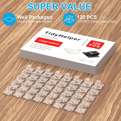 120 PCS Cable Clips, Adhesive Cord Clips for Wires on Wall, Strong Wire Clips Holders Cord Organizer for Cable Management, Christmas Lights, USB, Phone Charger, Cat 6, Car Dash Cam (Small, Black)