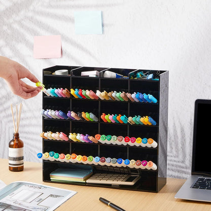 MotiMind Acrylic Pen Organizer Storage for 250 Markers Vertical Marker Organizer Acrylic Pen Display Holder for Office Desk Desktop Stationery Pencil Storage, Clear, 13 x 4 x 12.4 Inch