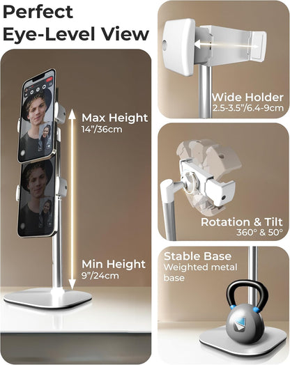 COOPER ChatStand, Adjustable Cell Phone Stand for Desk, Phone Stand for Recording, iPhone Holder for Filming, Small iPhone Tripod, Soporte para Celular, Fits Samsung, Android, (Night Black)