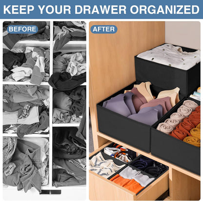 Criusia Drawer Organizer Clothes 12 Pack, Dresser Organizer for Nursery Bedroom Closet Organization and Storage - Baby Clothes Organizer Bins - Drawer Divider for Sock Underwear Bra Ties (Grey)