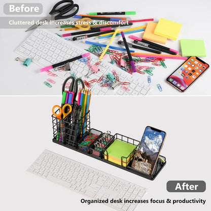 Topwey Pen Holder for Desk, 360 Rotating Pencil Holder, Cup Holder for Desk Office, Desk Organizers and Accessories in Black