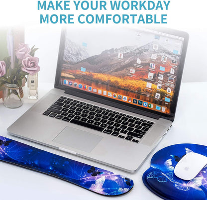 RICHEN Ergonomic PU Leather Keyboard Wrist Rest and Mouse Pad with Wrist Support, Memory Foam Set for Computer/Laptop,Gaming and Office, Comfortable for Easy Typing & Pain Relief (PU Brown)