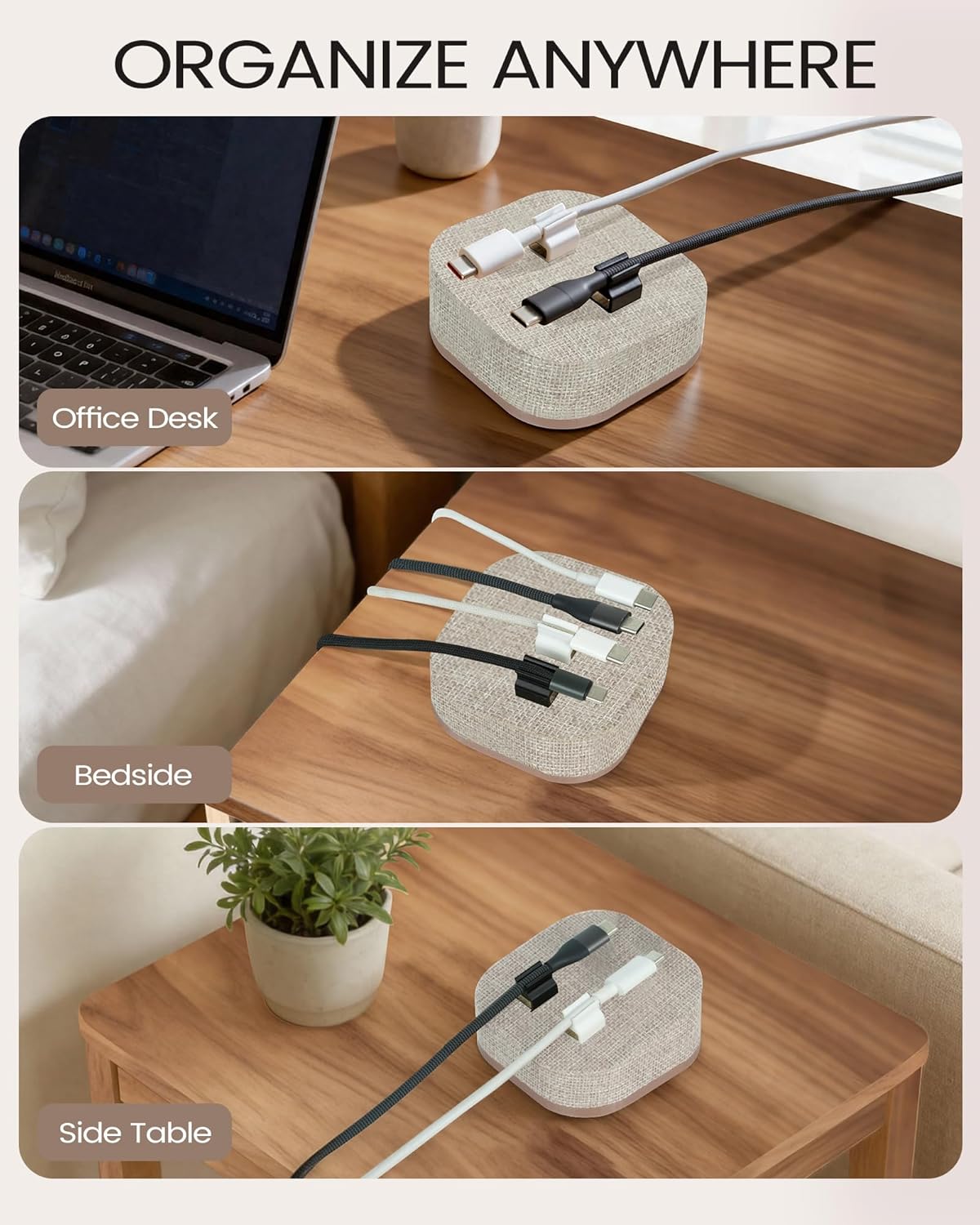 Magnetic Cord Holder, Cable Organizer with 5 Magnetic Clips for Desk & Nightstand Cable Management, Practical Charging Accessory for Home, Office & Gift Giving