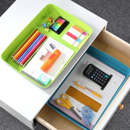 Welaxy 2-piece Office desk drawer organizer tray letter-size documents A4 paper book file Folder Holder storage bins (Orange + Green)
