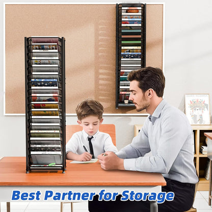 Simple Trending Wall File Organizer, Mesh 7-Tier Vertical Hanging File Holder, Desktop Metal Files Rack for Office and Home, Black