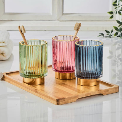Makeup Brush Holder Organizer,Toothbrush Holders,Desk Pen Pencil Holder,Multifunctional Vintage Glass Brush Cup（L/Green/A3-6-US）