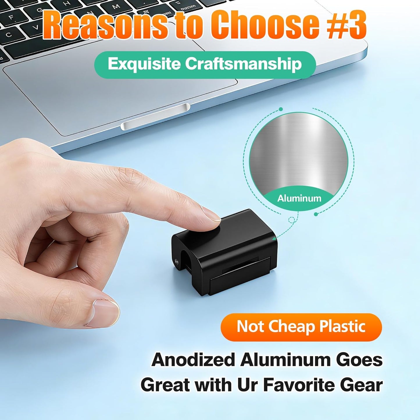 AGVEE 6 Pack Magnetic Cord Organizer Clips, 10mm Ultra-Thin Aluminum Cable Management Holder, 2 Pairs of Strong Magnets Keeper for Home Desk Office Gadgets Accessories, Residue-Free Tape, Silver
