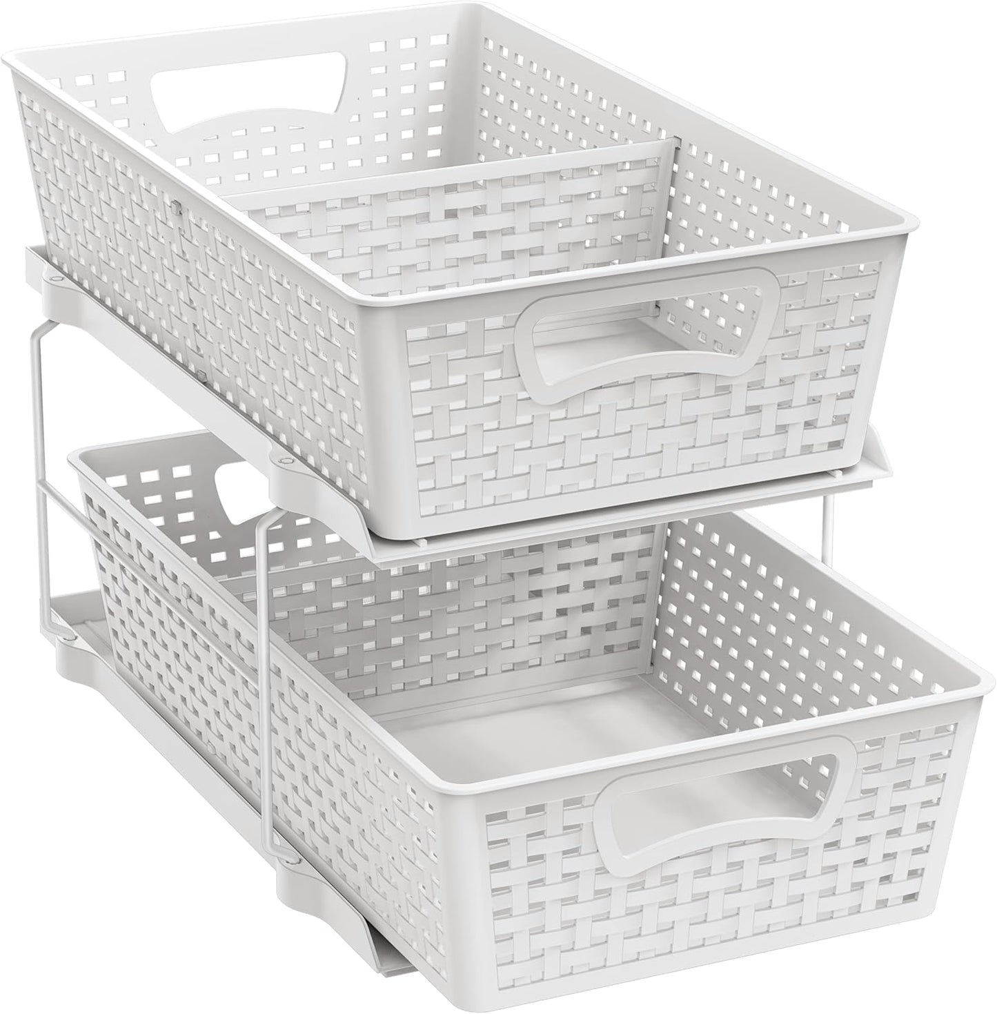 Simple Houseware 2 Tier Bathroom Organizer Tray Pull-Out Sliding Drawer, Under Sink Storage, Black