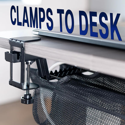 VIVO No Drill Clamp-on 36 inch Mesh Net Under Desk Cable Management Wire Organizer, Adjustable Home Office Standing Desk Cord Storage Sleeve, Black, DESK-AC36MH