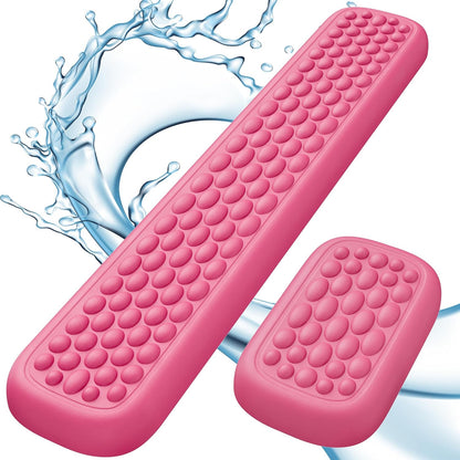Lekvey Ergonomic Keyboard Wrist Rest - Memory Foam with Massage Points & Waterproof PU Leather Wrist Pad, Carpal Tunnel Support for Office Computer/Gaming, Typing Pain Relief, Easy-Clean（Rose Pink）
