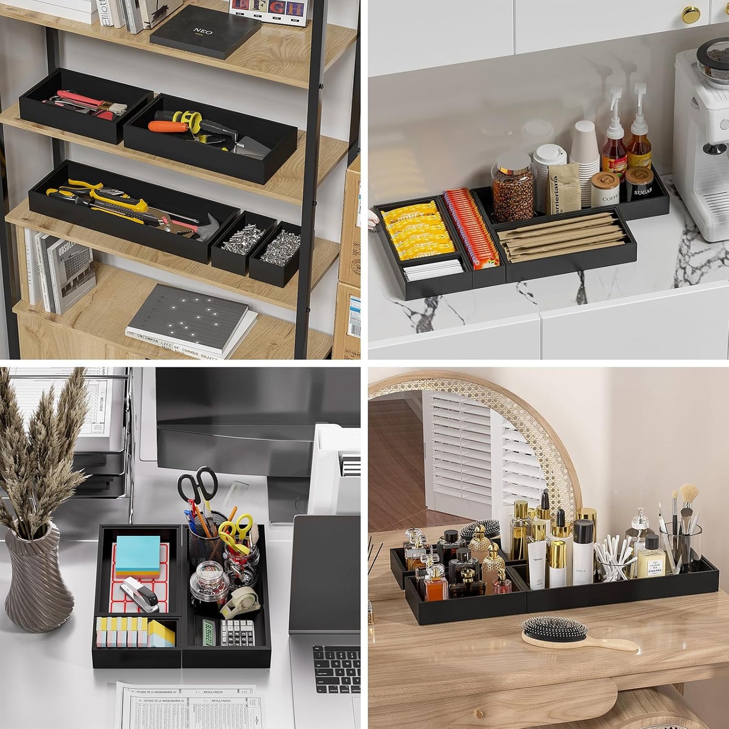 Lixple Bamboo Drawer Organizer, Cutlery Silverware Organizer for Kitchen Drawer, Stackable Utensil Organizer, 2 Pcs Flatware Organizer for Drawer, Wooden Storage Box Tray (Bamboo, 9 X 6 X 2 Inch)