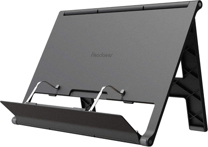 Readaeer Portable Book Stand Free Angle Adjustable Book Holder for Thick Textbook Collapsible Lightweight Book Rest (White)