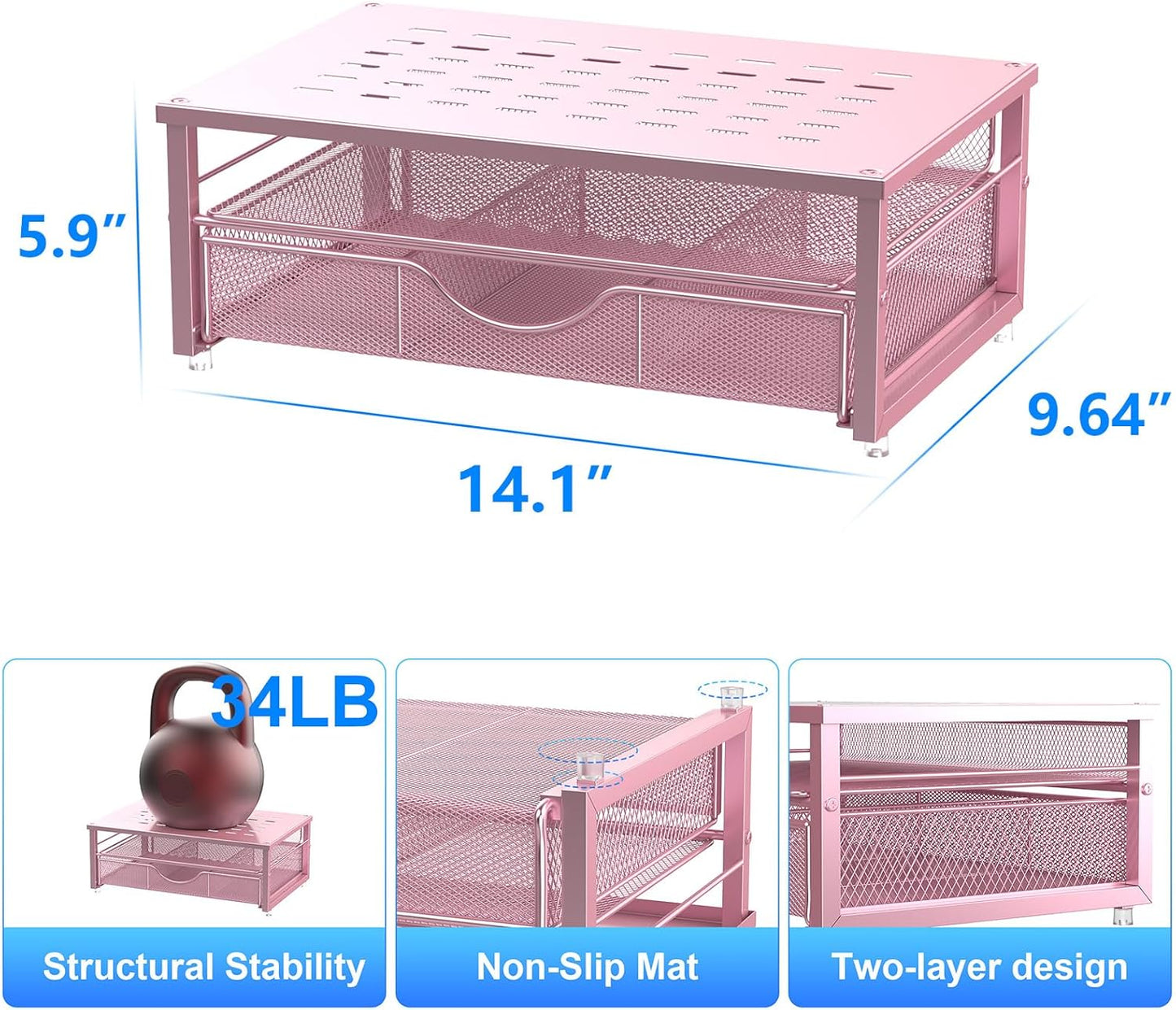 gianotter Computer Monitor Stand Riser, Desk Organizers and Accessories with Drawer, Office Desk Accessories & Workspace Desktop Organizers Storage for Printer Stand (Black)