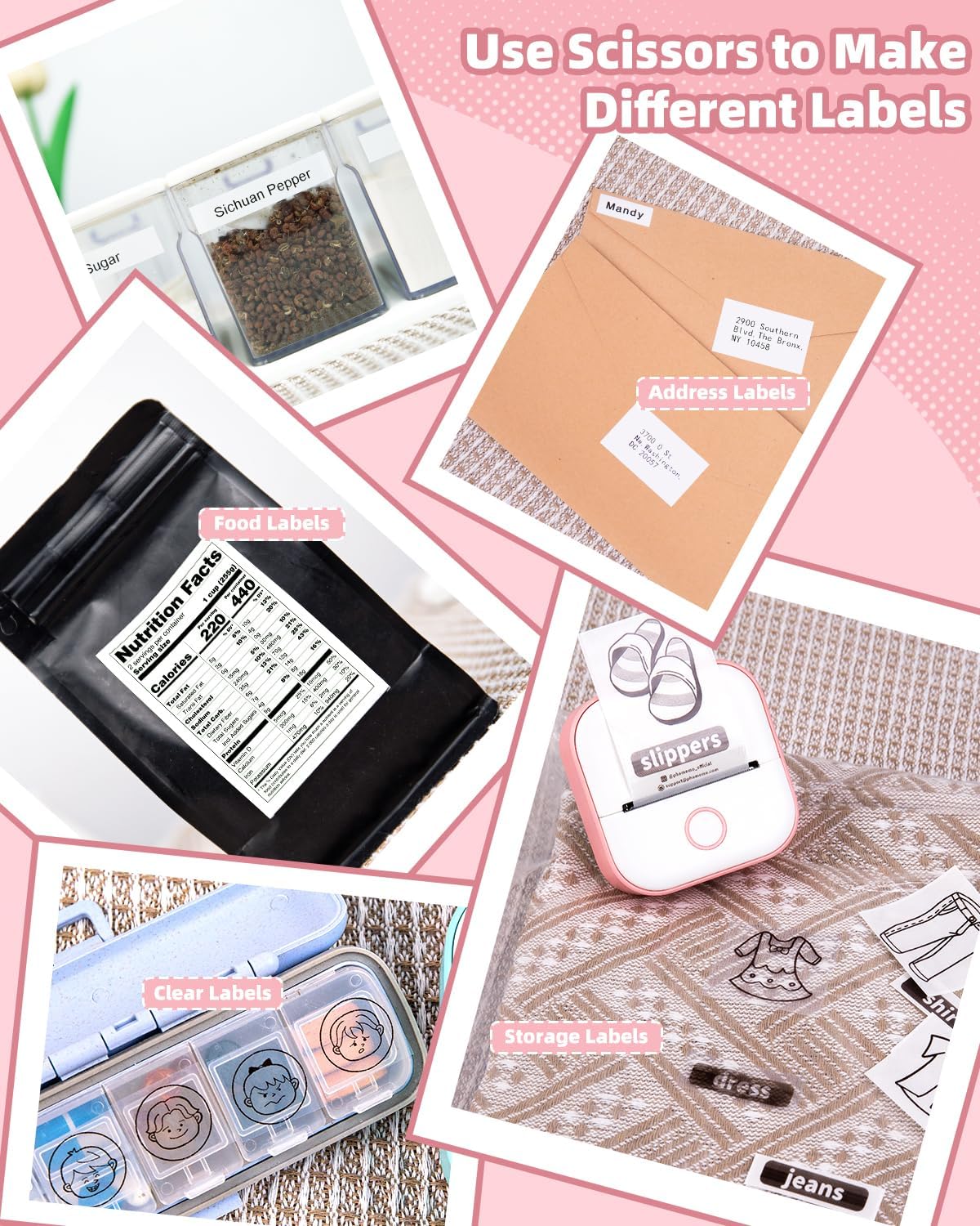 Memoking Sticker Maker - T02 Mini Sticker Printer Wireless Inkless Label Maker Portable Thermal Printer for Student Birthday Gift, Impresora Portátil for Note, DIY, Compatible with iOS & Android, Pink