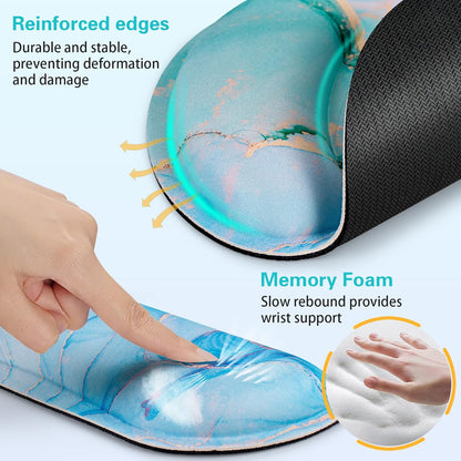 Mouse Pad with Wrist Rest Set, Qomolama 3-in-1 Wrist Support Mouse Pad Set, Floral Gaming Mousepad with Anti-Skid Base,Ergonomic Mouse Pad,Memory Foam Keyboard Gel Wrists Rest