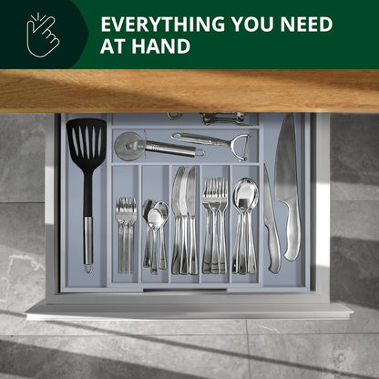 ROYAL CRAFT WOOD Luxury Bamboo Kitchen Drawer Organizer - Silverware Organizer, Utensil Holder & Cutlery Tray Drawer Dividers for Flatware (9 Slot, Natural)