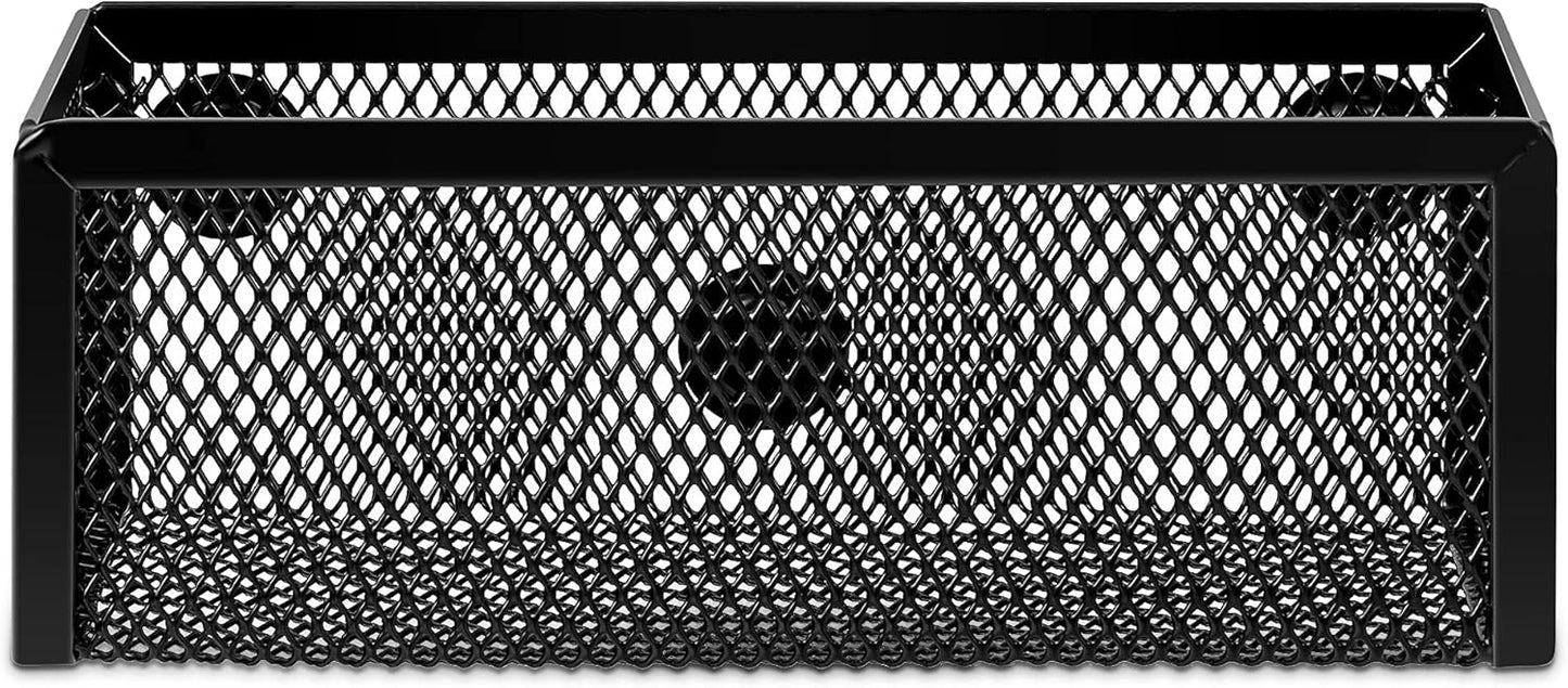 Amazon Basics Wire Mesh Pen Holder, Pencil Cup Desk Organizer for Stationery, Scissors, Office Caddy Storage, 3.7" x 3.3", Black