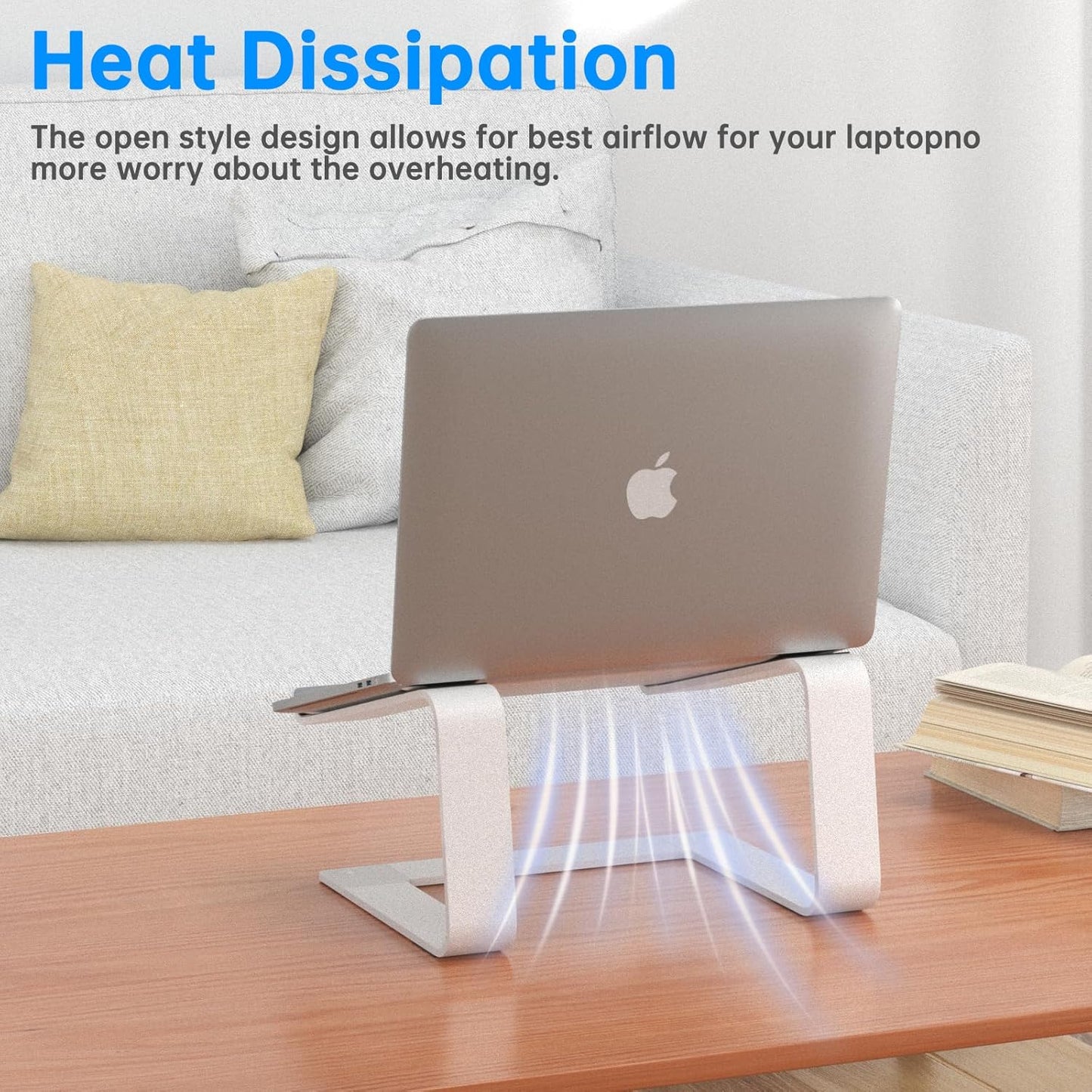 GleYo Laptop Stand for Desk Portable Computer Riser Metal Notebook Holder Printer Stand Office Desk Accessories Compatible with MacBook Air, Pro, Dell, HP, Lenovo and All 10-16" Laptops, Silver