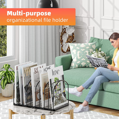 Simple Trending 9 Section Metal File Sorter Organizer for Desk Home Office, Black