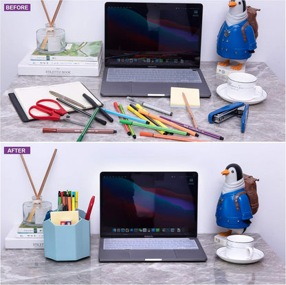 Siveit Desk Pencil Pen Holder, Rotating Pen Organizers 360-Degree 5 Grid Pen Holder for Desktop Storage Stationery Supplies Organizer, Home, Office, School, Kids, Peach Pink