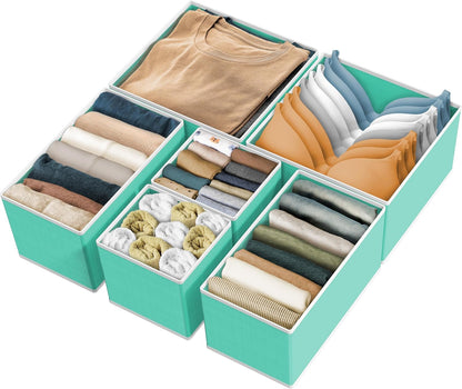 SIMPLE HOUSEWARE Foldable Drawer Organizer for Clothes/Underwear/Panty/Onesie Stocking Bin, Set of 12, Black