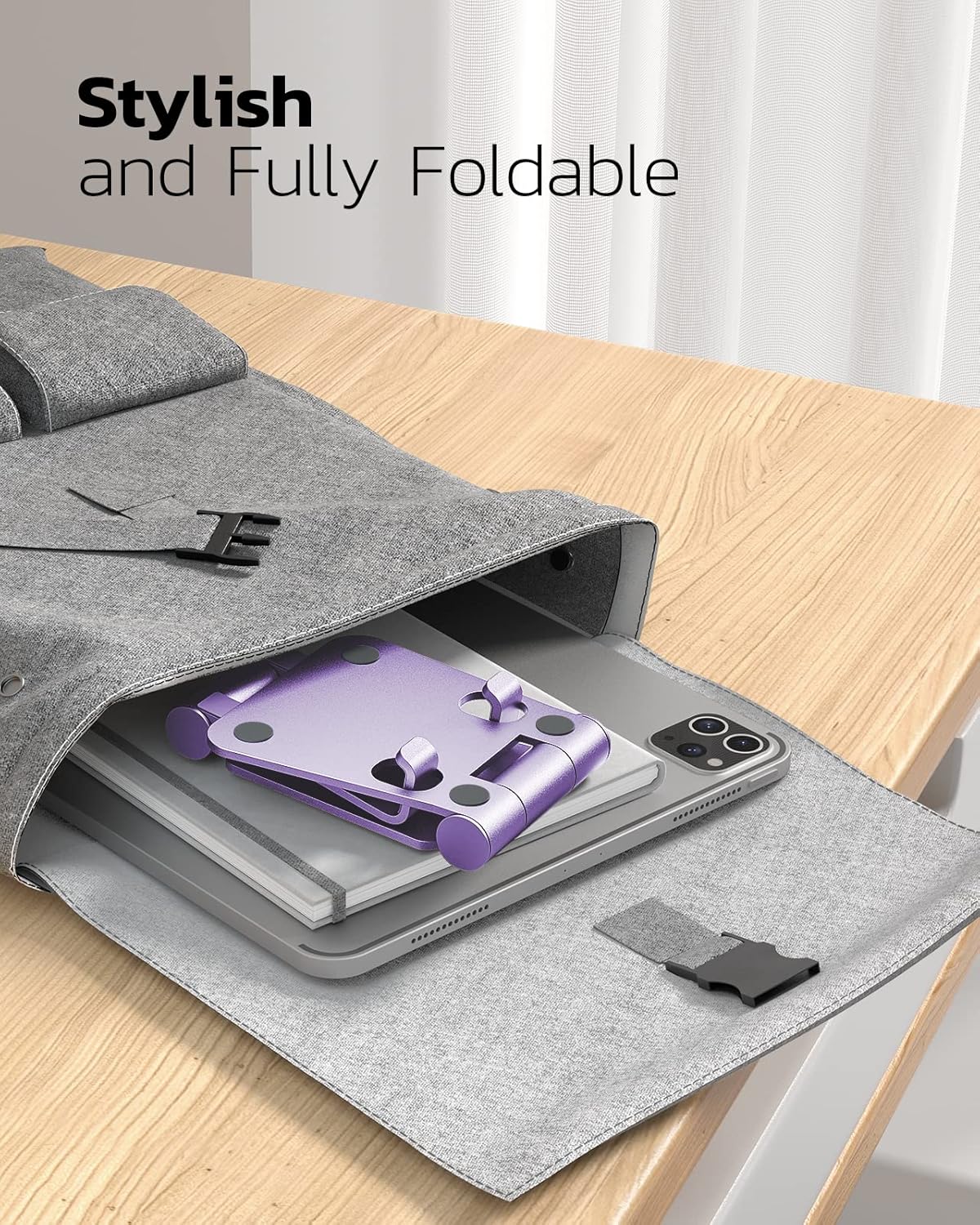 Nulaxy Dual Folding Cell Phone Stand, Fully Adjustable Foldable Desktop Phone Holder Cradle Dock Compatible with iPhone 17 16 15 14 13 12 11 Pro Max Xs Xr X 8, Nintendo Switch, All Phones