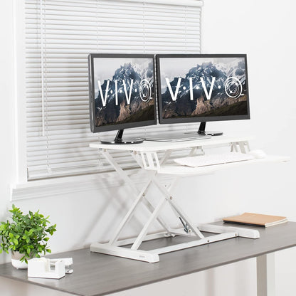 VIVO 26 inch Desk Converter, K Series, Height Adjustable Sit to Stand Riser, Dual Monitor and Laptop Workstation with Keyboard Tray, Black, DESK-V026KB