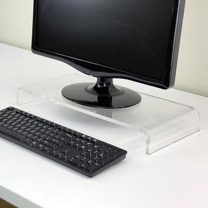 pbf PHOTO BOOTH FRAMES Clear Acrylic Monitor Stand Riser, Computer Screen Desktop Organizer, Ergonomic Display Shelf (Clear)