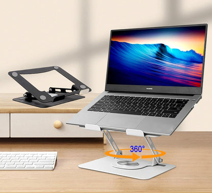 Uncaged Ergonomics Swivel Laptop Stand for Desk, Adjustable Computer iPad Stand for Desk w/ 360 Rotation, Portable Laptop Holder for Home Office Ergonomic Supplies (Black)