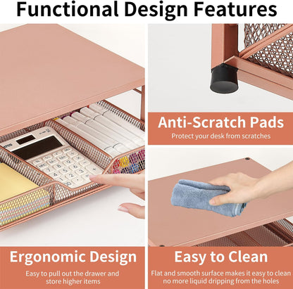 Small Laptop Stand for Desk, Monitor Stand Riser, Office Desk Accessories, Computer Desktop Stand with Drawer for Home, Office, School (Mint Green)