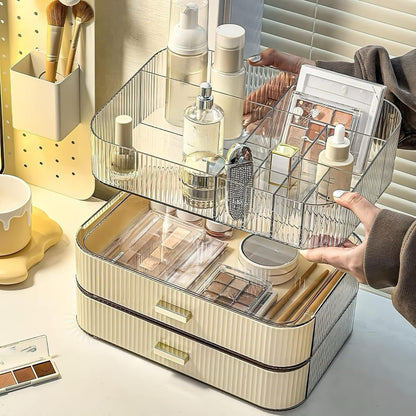 Stackable Cosmetics Organizer Drawers, Bathroom Vanity Makeup Organizers and Storage, Ideal for Desk and Dresser Countertops, Great for Palette, Skincare, Lipsticks, Nail Care. Green